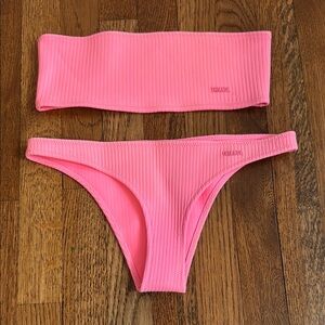 Triangl Swimwear Ribbed Pink Bikini Set